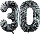 GOER Number 30 Balloons for 30th Birthday Party Decorations,42 Inch Jumbo Foil Helium Balloons for 30th Anniversary (Marble Black) by TinyTreasures Baby Boutique