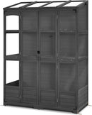 MCombo Wooden Greenhouse, Walk-in Outdoor Greenhouse with Openable Roof and Lockable Door, 0899 (Dark Grey) by GreenHaven Gardens