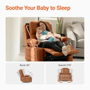 Rocking Chair Nursery with Adjustable Armrests, Electric Glider Recliner Nursing Chair for Breastfeeding, Power Swivel Recliner Chairs with USB Port and Storage, FSC Certified (Mocha) by TinyTreasures Baby Boutique