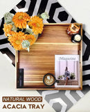 22 Inches Square Acacia Wood Ottoman Tray, Extra Large Wooden Serving Tray with Handles for Living Room, Serving Food Breakfast, Ottoman Coffee Table Couch Sofa Kitchen by CozyNest Decor