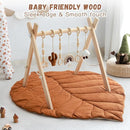 Razee Wooden Baby Play Gym Activity Mat, Leaf Shaped Play Mat Baby Gym with 6 Hanging Sensory Toys Foldable Baby Gym Newborn Infant Baby Use by TinyTreasures Baby Boutique