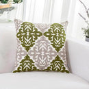 HWY 50 Green Decorative Throw Pillow Covers 18x18 Inch (1 Piece), Embroidered Cotton Farmhouse Cushion Cover Pillow Case for Sofa Couch Living Room Bed Bedroon, Floral Geometric by CozyNest Decor