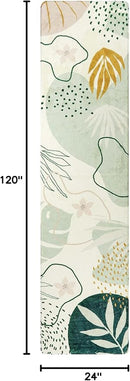Lahome Green Runner Rugs for Hallway 2x10, Extra Long Washable Non-Slip Kitchen Rug Lightweight Stair Carpet Runner, Boho Botanical Print Soft Entrance Bath Laundry Living Room 2' x 10' by TinyTreasures Baby Boutique