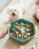 LE TAUCI PET Dog Slow Feeder Bowl Ceramic,3 Cups Puzzle Food Bowl for Small Medium Large Breed, Dog Bowls to Slow Down Eating, Maze by CozyNest Decor