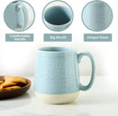 Hasense Porcelain Coffee Mugs Set of 6, 15 Ounce Large Ceramic Coffee Cups Set with Handle for Latte, Tea, Cocoa and Hot Chocolate, Sky Blue Coffee Mugs for Men and Women, Microwave Safe by CozyNest Decor
