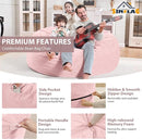 4FT Bean Bag Chair, Large Bean Bag Chairs with Memory Foam Filled, Fluffy Beanbag Sofa with Dutch Velvet Cover, Round BeanBag Chairs for Living Room, Playroom - Light Pink by TinyTreasures Baby Boutique