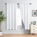 XWZO White 100% Blackout Curtains - Heat and Full Light Blocking Drapes with Black Liner for Bedroom/Laundry Room, Rod Pocket Window Panels with Tiebacks, White, W52 x L72, Set of 2 by TinyTreasures Baby Boutique