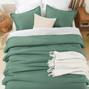 Litanika Comforters Queen Size Haze Green, 3 Pieces Lightweight Solid Bedding Set & Collections, All Season Fluffy Bed Set (90x90 Inches Comforter & 2 Pillowcases) by CozyNest Decor