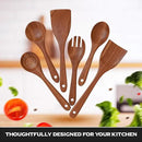6-Piece Acacia Wood Cooking Utensil Set – Wooden Kitchen Pan Toolset for Nonstick Cookware – Includes Spoons & Spatulas – Non-Scratch, Eco-Friendly Cooking Tools – Everyday Use - Lifetime Replacements by CozyNest Decor