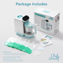 Chefhandy Baby Food Maker, Steamer & Blender, Puree Maker with Auto/Manual Blend, Steam Basket, Bottle Warmer & Sterili-zer, Compact Easy-to-Clean Baby Food Processor (White Blue) by TinyTreasures Baby Boutique