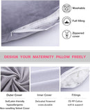 AS AWESLING Pregnancy Pillow, U Shaped Full Body Pillow, Nursing, Support and Maternity Pillow for Pregnant Women with Removable Velvet Cover (Grey) by TinyTreasures Baby Boutique