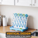 SpaceAid Baby Bottle Drying Rack with 20 Hooks, Space Saving Kitchen Bottles Rack Dryer, Vertical Baby Bottle Holder Organizer for Countertop Storage Accessories (White and Blue) by TinyTreasures Baby Boutique