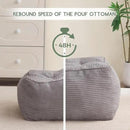 HIGOGOGO Square Stuffed Pouf Ottoman, Corduroy Poufs with Foam Chunk Filling, Furry and Fluffy Pouf Foot Stool Storage Ottoman, 21 X 21 Floor Poufs Foot Rest for Living Room, Grey by CozyNest Decor