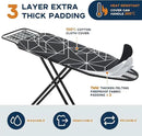Ironing Board 43x13, Compact Iron Board Full Size with Heavy Duty Iron Rest, Thick Padded Cover, Adjustable Height, Sturdy Lightweight Steel Legs, Black by CozyNest Decor