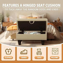 Ottoman Rectangular Storage Ottoman Bench, Faux Leather Footrest, Coffee Table, Stool Footstool with Hinged Lid for Living Room, Bedroom, Entryway, White, 28.5"x19"x17.5" by CozyNest Decor