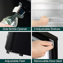 Upstreman 3.2 Cu.Ft Retro Mini Fridge with Bottle Opener, Energy Saving, Adjustable Thermostat, Metal Handle, LED Lamp, Mini Refrigerator for Bedroom, Office, Dorm-BR321 PRO (Black) by CozyNest Decor