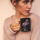 Beautiful Flamingo Animal Mug, Customized Name Flamingo Coffee Cup, Personalized Flamingo Lover Black Mug, Gift For Girlfriend, Colorful Animal Cup, Custom Flamingo Ceramic Cup 11oz 15oz by CozyNest Decor