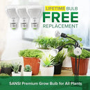 SANSI LED Grow Lights for Indoor Plants, Lifetime Free Bulb Replacement, 450W Full Spectrum 3-Gooseneck Clip Plant Grow Light, Plant Light with Timer 4/8/12 Hrs, High PPFD Growing Power Grow Lamp by GreenHaven Gardens