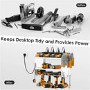CCCEI Modular Power Tool Organizer Wall Mount with Charging Station. Garage 4 Drill Storage Shelf with Hooks, Drill Bit Heavy Duty Rack, Silver Tool Battery Holder Built in 8 Outlet Power Strip. by GreenHaven Gardens