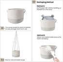 Flexzion Hanging Plant Basket Boho Cotton Rope Basket Indoor Hanging Planter, Up to 7" Flower Pot, Macrame Woven Modern Plant Holder, Storage Bin Organizer, Home Decor with 20" Hanging Rope, White by GreenHaven Gardens