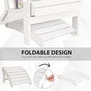 Sundale Outdoor Folding Plastic Adirondack Ottoman, All-Weather Adirondack Chair Footrest, Fade and Rust Resistant, Perfect for Outside Patio Garden Pool Yard White by CozyNest Decor