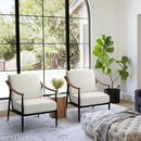 Modern Accent Chairs Set of 2 for Living Room Bedroom Mid Century Arm Chairs Upholstered Office Accent Chairs Comfy Waiting Room Chairs with Metal Frame, Cream White by CozyNest Decor
