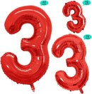 GOER Red Foil Balloons Number 1,Huge Number Balloons for 3rd Birthday Party Supplies Anniversary Decorations (3 pcs,42 inch,32 inch,16inch) by TinyTreasures Baby Boutique