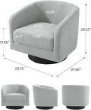 Swivel Barrel Accent Chair, Modern Round Chenille Fabric Arm Chair for Living Room, Bedroom, Comfy Club Reading Chairs for Adults（Chenille Fabric, Light Grey, Set of 2 by CozyNest Decor