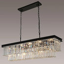 Crystal Chandeliers for Dining Room Light Fixtures Over Table，15-Lights Black Modern Rectangle Chandeliers for Kitchen Island Bar L40 Inch by CozyNest Decor