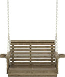 Amish Casual 3 Foot Roll Back Porch Swing with Cup Holders in Dark Walnut Stain - Amish Made in The USA from Treated Pine Heavy Duty 700 Lb. Weight Capacity by GreenHaven Gardens