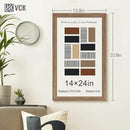 VCK 14x24 Frame Set of 3 - Brown Walnut, Natural Textured Solid Wood Picture Poster Frame, Wall Gallery Frame by CozyNest Decor