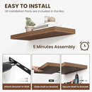 36 Inch Floating Shelves, 12 Inch Deep Floating Shelves for Wall, Floating Shelf with Invisible Brackets, Deep Shelves for Bathroom, Bedroom, Living Room, 2 Pack, Walnut by CozyNest Decor