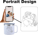 Personalized Mug Cup with Handle 12/14oz Custom Stainless Steel Mugs Customized Name Coffee Tumbler for Women Men Student Family Office Gifts, Portrait by TinyTreasures Baby Boutique