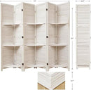 Partition Room Dividers, Folding Wood Privacy Screen with Three Display Shelves Suitable for Home Office, Study, Art Display - 6 Panel, 67 * 77inch (White) by CozyNest Decor