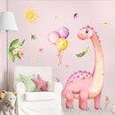 Large Pink Dinosaur Wall Decals Cartoon Dino Balloon Flower Wall Stickers Peel and Stick Wall Art Decor for Girls Baby Nursery Kids Bedroom Playroom Classroom Toddlers Wall Decor by TinyTreasures Baby Boutique