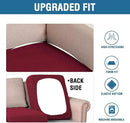 H.VERSAILTEX Super Stretch Individual Seat Cushion Covers - Sofa & Couch Cushion Slipcover Sets - Thick Jacquard Textured Twill Fabric (3 Piece XL Sofa Cushion Covers, Burgundy Red) by CozyNest Decor