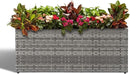 LEWIS&WAYNE Large Rectangular Block Planter Box Handmade Wicker Tall Planters for Outdoor Plants with Removable Liners Modern Planter for Indoor Outdoor Patio Deck - Gray, 36''x12''x16'' by CozyNest Decor