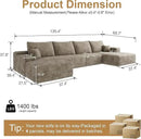 136" Sectional Couches for Living Room Modern Modular Sofa with L-Shape Couchs Upholstered Boneless Couch Deep Seat Sectional Couch with Chaise (Camel, Right Facing Chaise+3Seaters+Ottoman) by CozyNest Decor