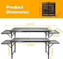 Grill Table Folding Table with 2 Wing Panels 4FT+1.77 FT with Mesh Desktop 3 Height Adjustable Portable Grill for Outdoor Indoor Beach BBQ Picnic Travel RV Black by GreenHaven Gardens