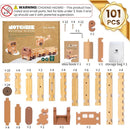 Jovi-mindly＆Notchies Wooden Blocks Train Set 101 PCS Create 40+ Shapes,Toys Educational Wooden Building Blocks Puzzles for Kids Ages 5-8 Boys and Girls,Truck/Excavator,FSC Certified,Graduate Gifts by TinyTreasures Baby Boutique