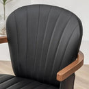 LUNLING Swivel Dining Chairs, Mid Century Modern Black Faux Leather Kitchen Chairs with Arms,Bamboo Legs Side Chairs No Wheels,Accent Chair for Dining Rooms and Offices,1PCS by CozyNest Decor