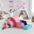 Lischwert Foam Climbing Blocks, Soft Climbing Toys for Toddlers, 5 Pieces Crawl and Climb Foam Playset with Foldable Block and Tunnel, Indoor Climber Activity Play Set for Kids Age 1+(Pink Blue) by TinyTreasures Baby Boutique