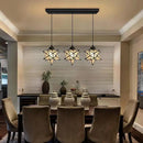 Modern Frosted White Glass Chandelier Dining Room Farmhouse Star Pendants Lights for Kitchen Island LED Ceiling Hanging Lighting Included Warm Light Bulbs Black by CozyNest Decor