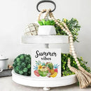 Oqtumes Summer Vibes Decorations Fruit Wooden Sign Rustic Home Decor 5 x 5 Inches by CozyNest Decor