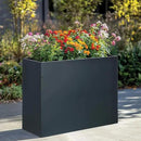 BAYN Metal Rectangular Planter Box Tall Planters for Outdoor Plants Modern Heavy Duty with Drainage Holes for Outside Indoor Patio Deck - Grey, 32”x 12”x 24” by GreenHaven Gardens