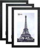 VCK 12x18 Inch Solid Wood Poster Frames with Wall Mounting Hanging Picture Frame Set of 3 Black by CozyNest Decor