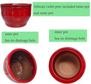 African Violet Pots Self Watering Round Ceramic Violet Pot (red, 6 inch) by GreenHaven Gardens