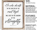 Christian Wooden Wall Sign, Inspirational Home Decor for Living Room, Wall Decor Art, Framed Wood Plaque Sign 15 * 11.5 inches, He Who Dwells in the Shelter of the Most High by CozyNest Decor