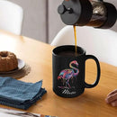 Beautiful Flamingo Animal Mug, Customized Name Flamingo Coffee Cup, Personalized Flamingo Lover Black Mug, Gift For Girlfriend, Colorful Animal Cup, Custom Flamingo Ceramic Cup 11oz 15oz by CozyNest Decor