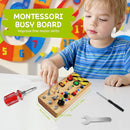 TenFans Montessori Busy Board with 8 LED Light Modes - Sensory Toys for 1-3 Year Olds & Airplane Travel, Wooden Activity Board Develops Fine Motor Skills by TinyTreasures Baby Boutique